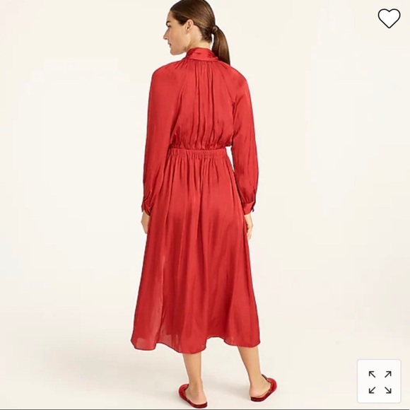 J Crew Featherweight Satin Tie-neck Dress In Deep Ruby - Picture 4 of 8